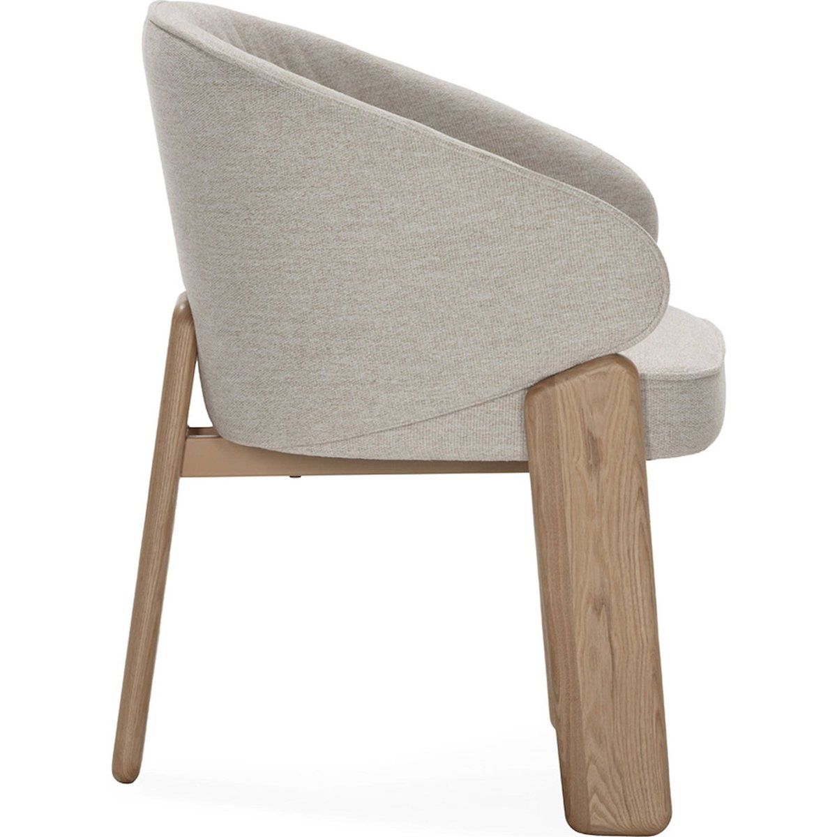 Chaise enveloppante en frêne et tissu naturel et blanc, RECOLLECTION