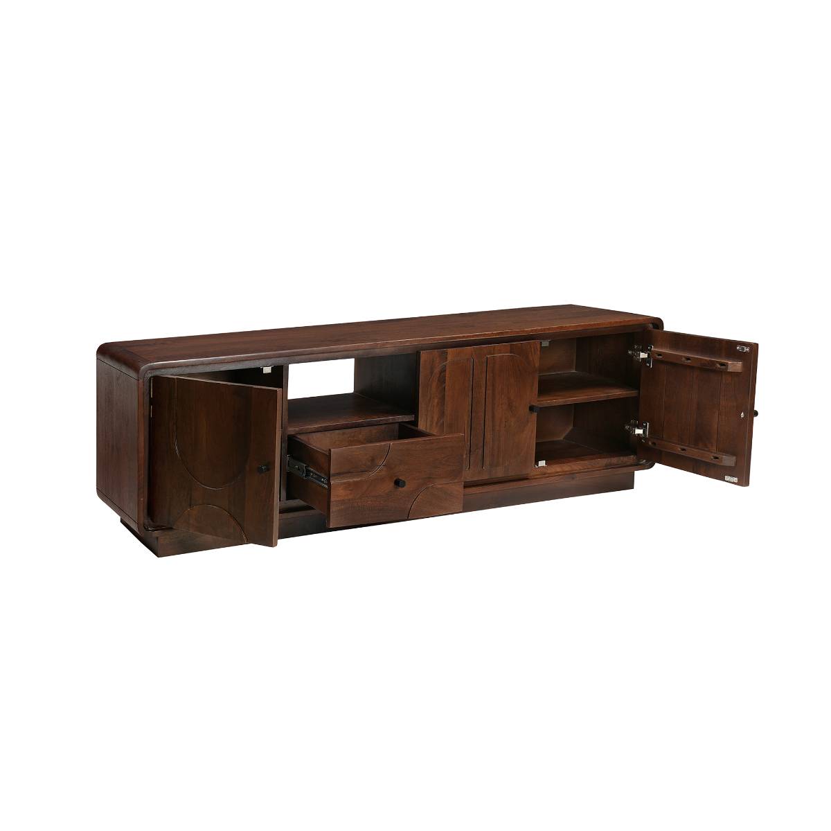Meuble TV en bois de manguier MELORA bois foncé, MADE IN MEUBLES