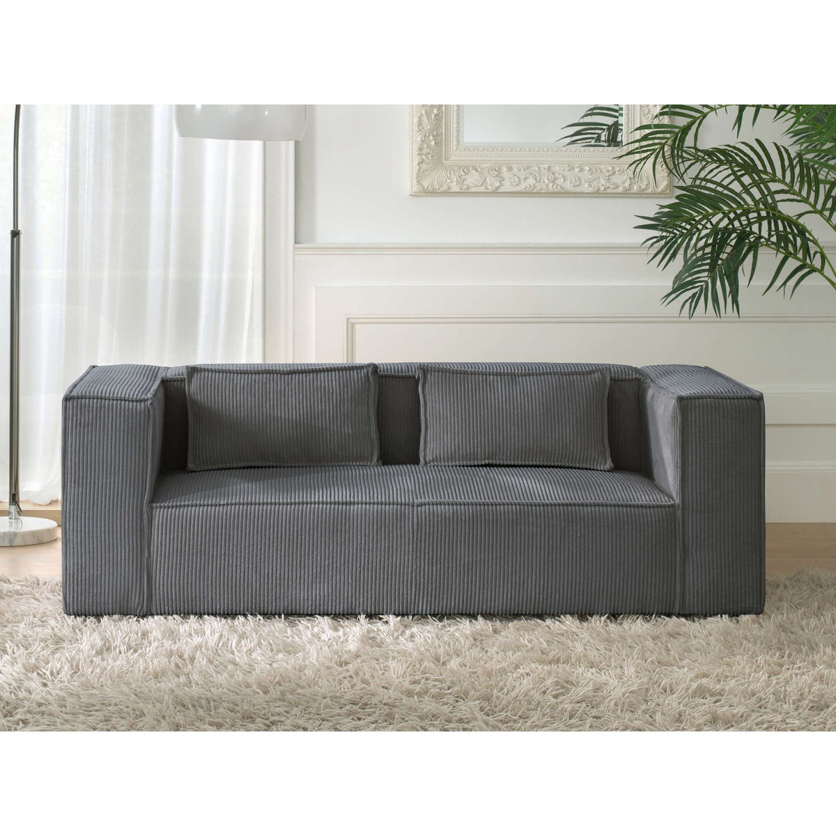 Canapé fixe 2 places - STELLA gris foncé, BEST MOBILIER