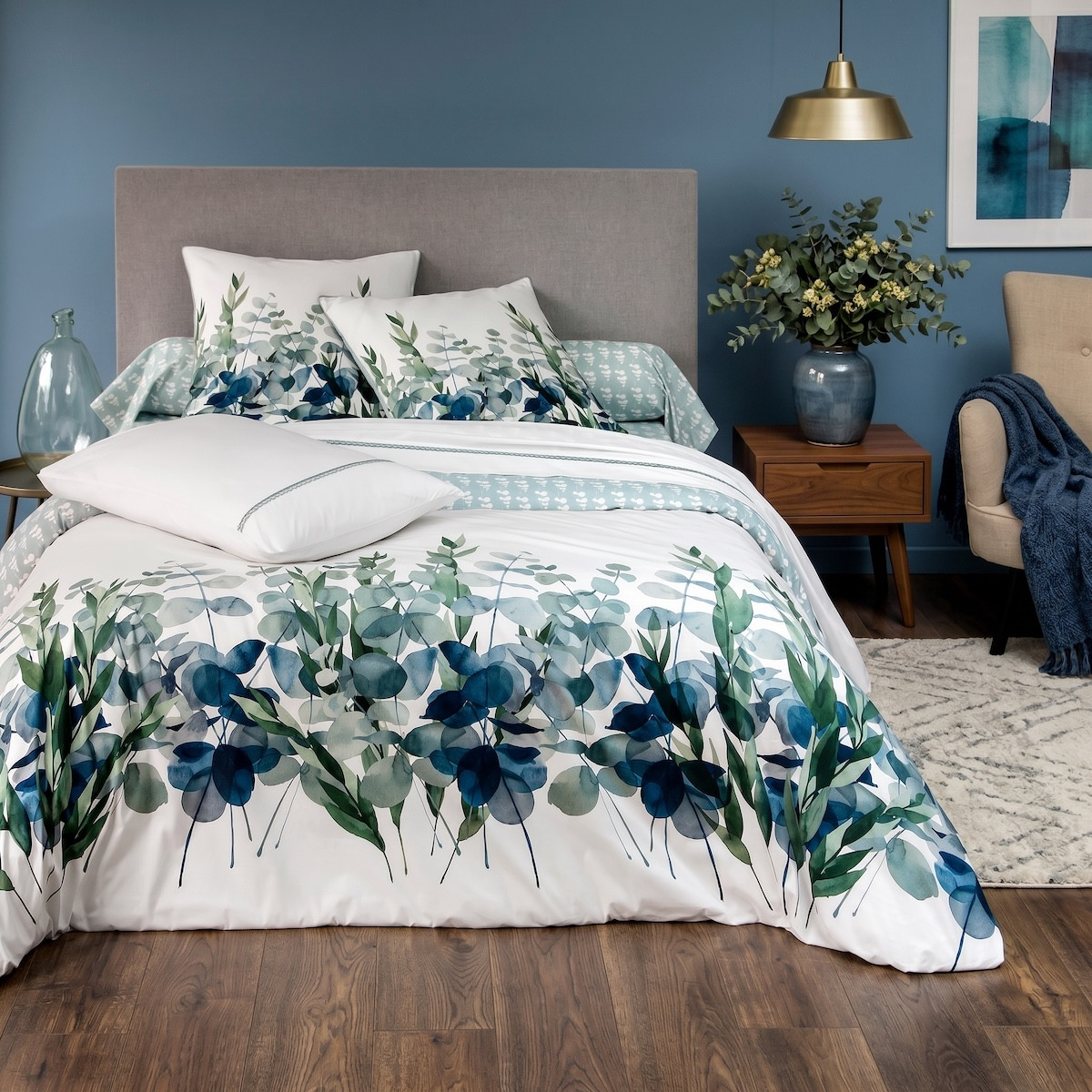 Taie De Traversin Percale De Coton - EUCALYPTUS motifs, TRADITION DES VOSGES