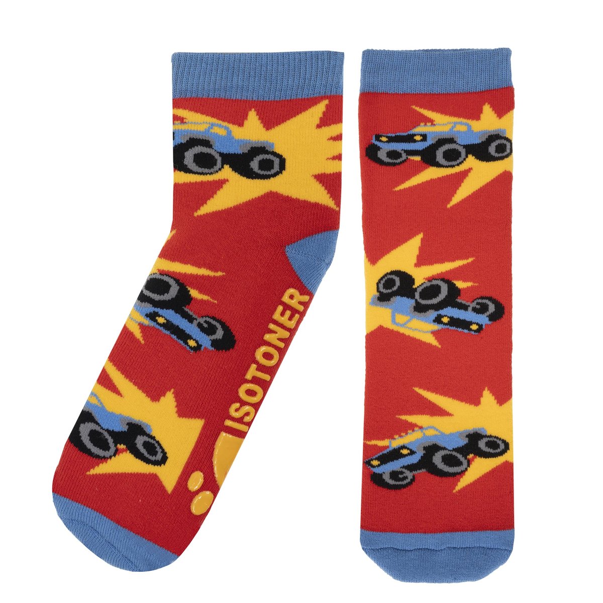 Chaussettes anti-dérapantes coton, picots antidérapants rouge, ISOTONER