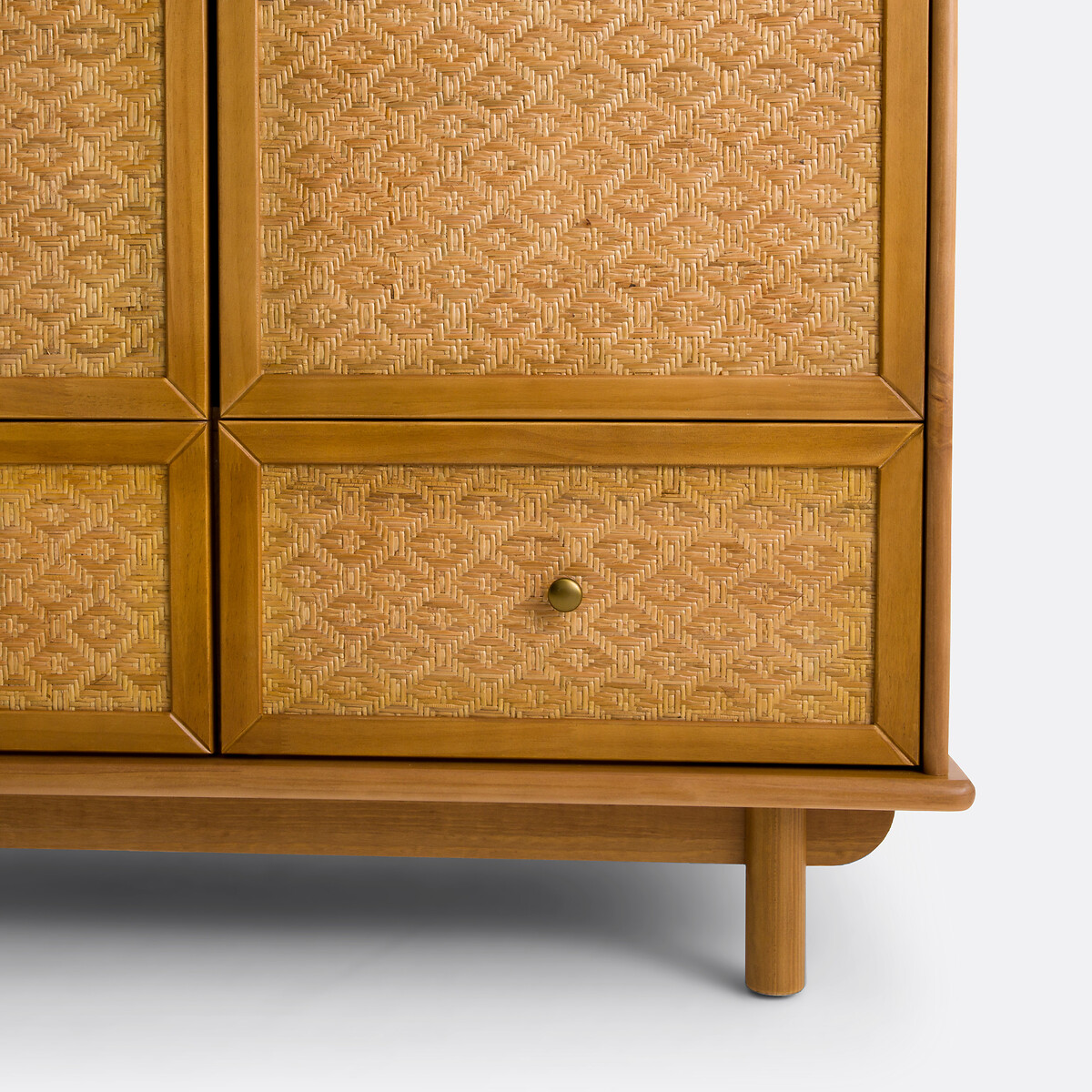 Armoire pin massif et cannage, Orient pin ciré, LA REDOUTE INTERIEURS