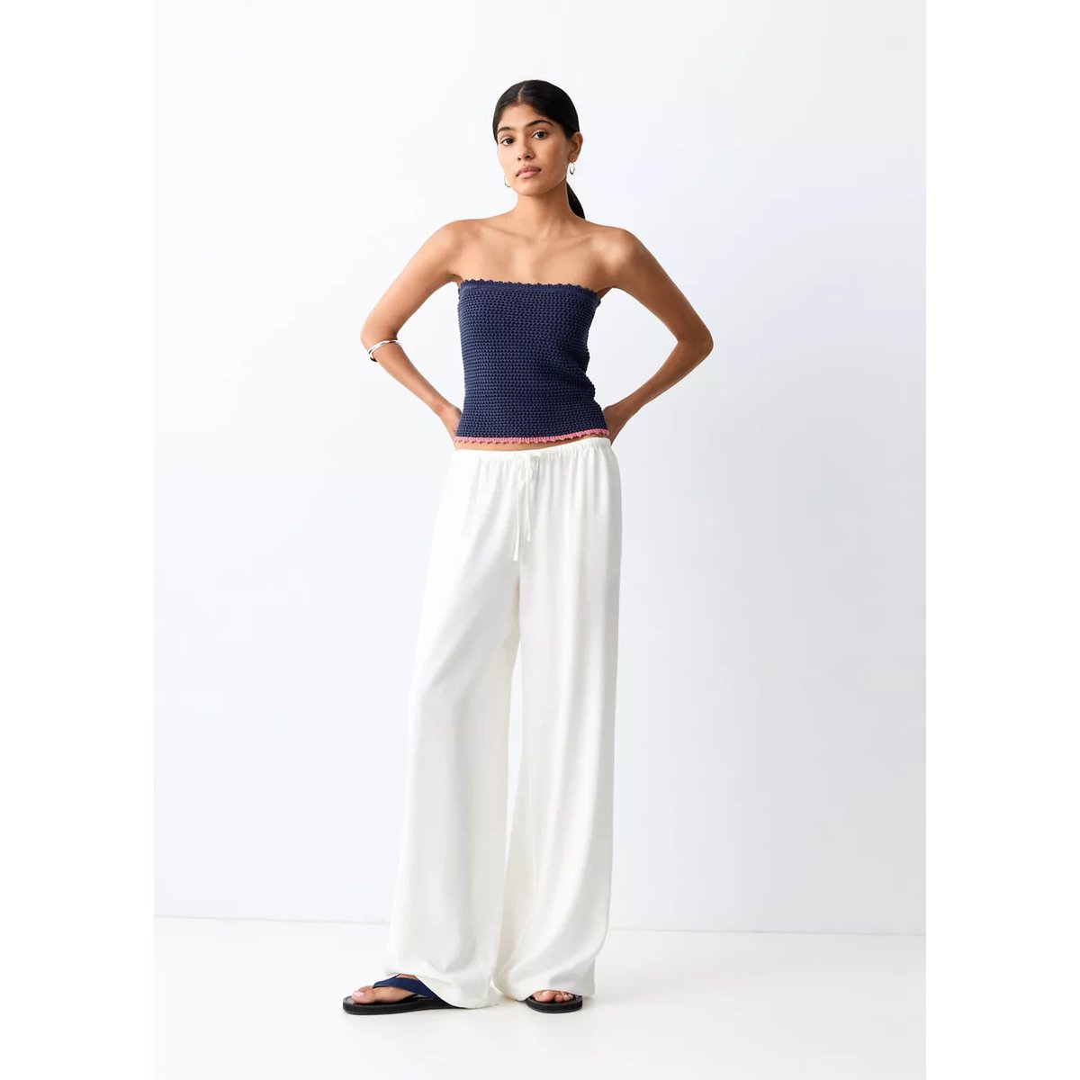Top bandeau en crochet rose, MANGO TEEN