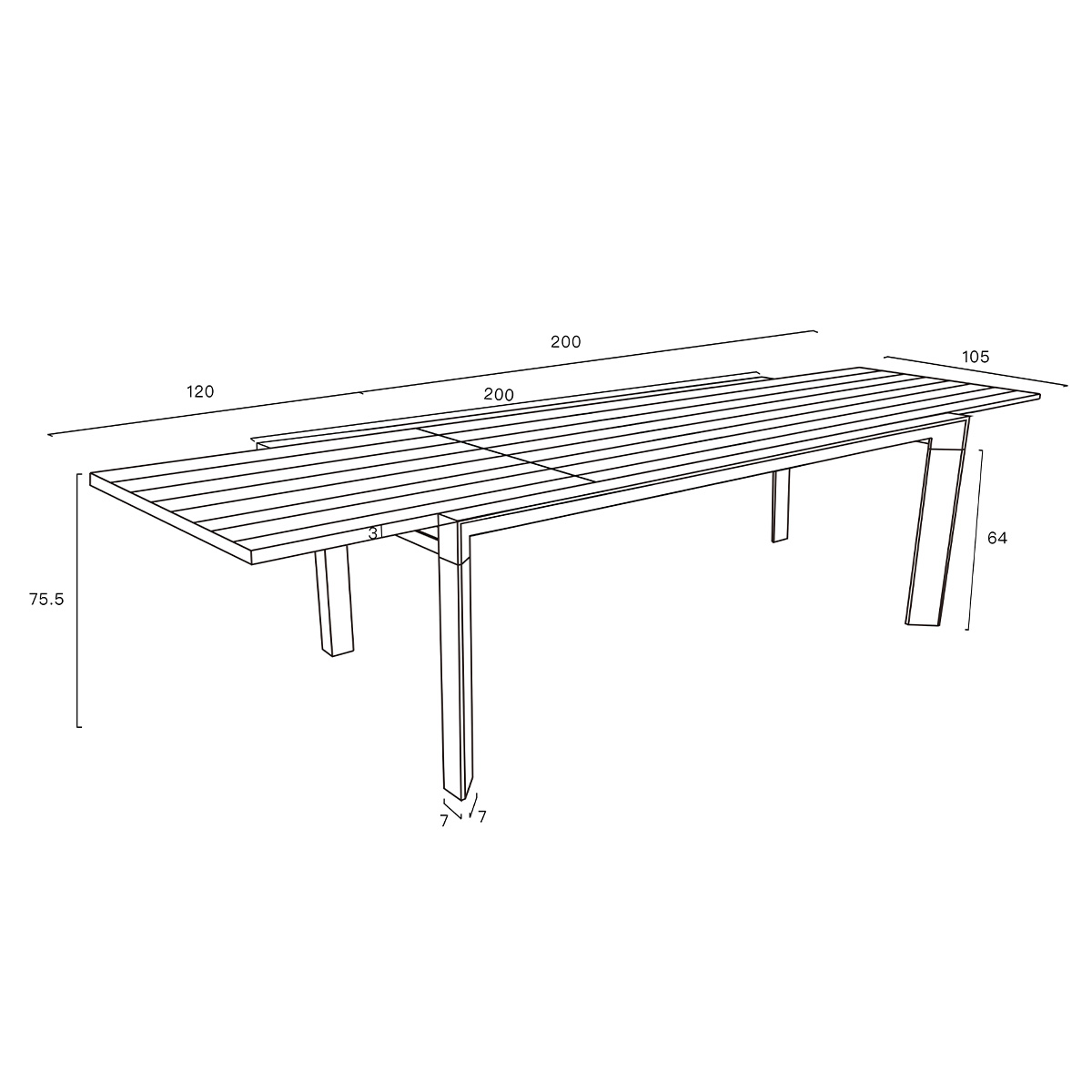 Table de jardin 8/12p en aluminium MODULO gris, WILSA GARDEN