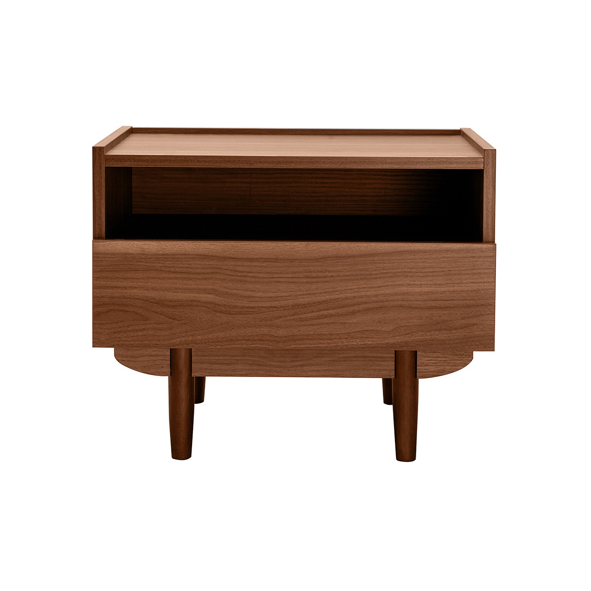 Table de chevet avec rangements finition bois foncé noyer SANAA noyer, MILIBOO