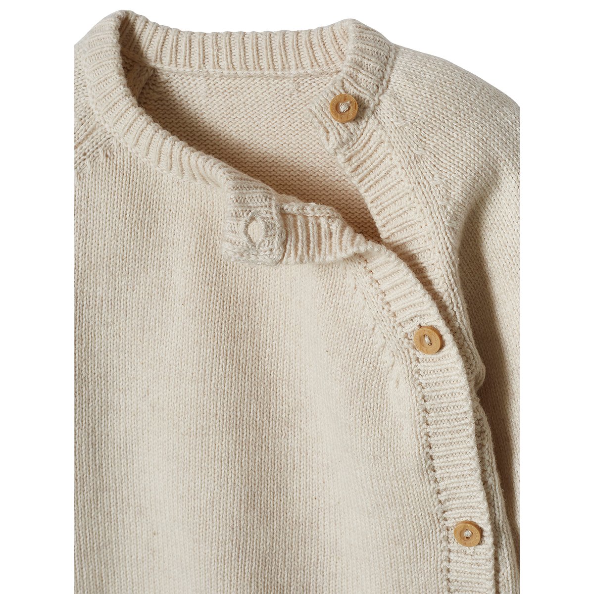 Pull bébé en tricot ouverture devant COTTAGE beige chiné, VERTBAUDET