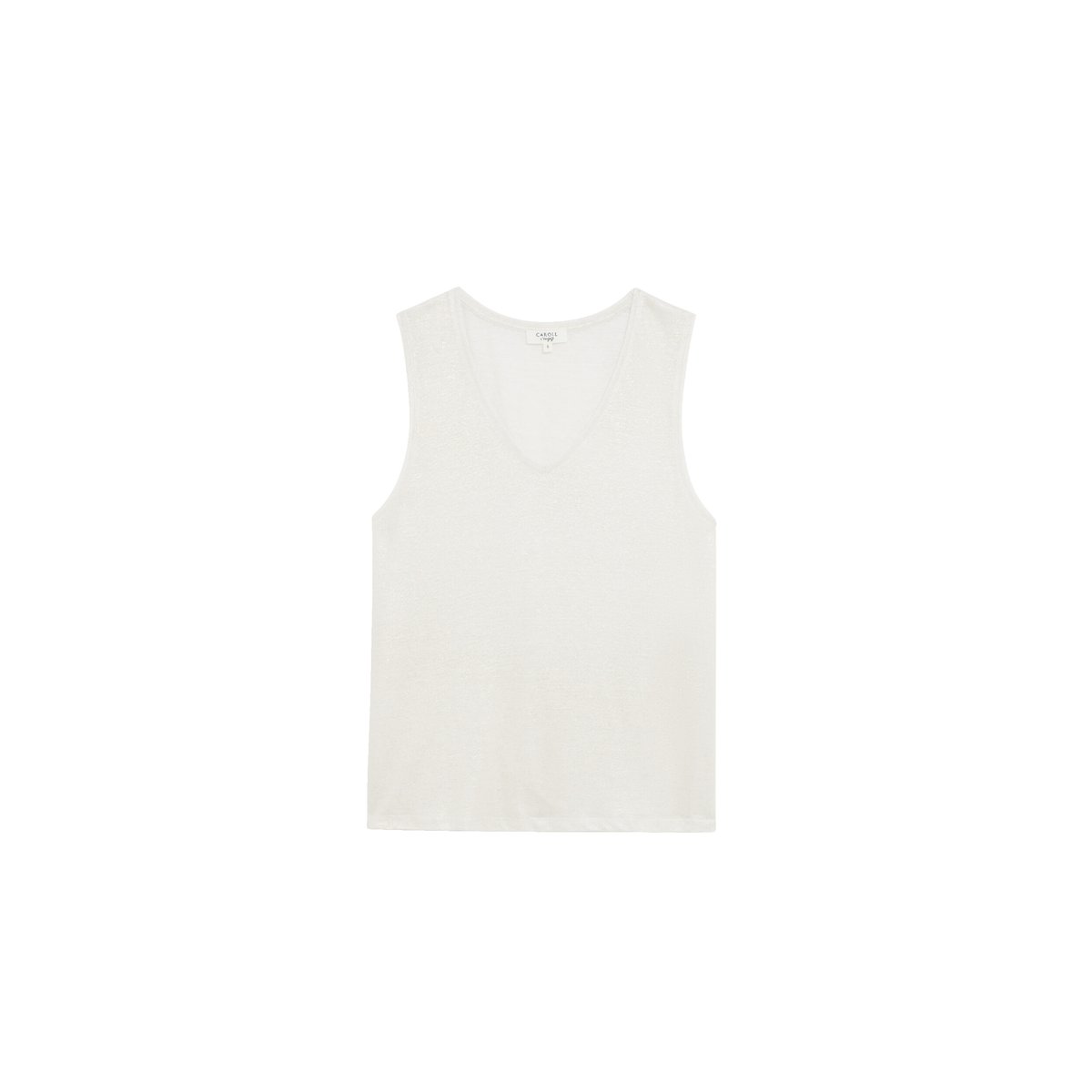 T-shirt ajusté col v TRYM ivoire, CAROLL
