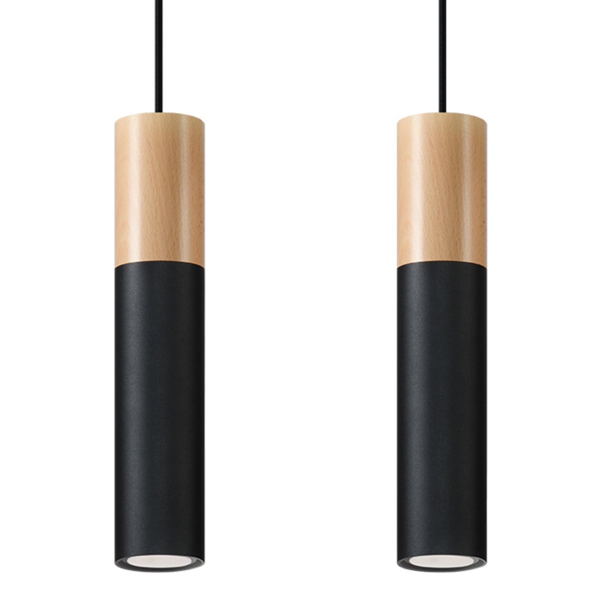 Suspension Acier Bois Naturel/Noir GU10 2 Pablo marron, EDEN