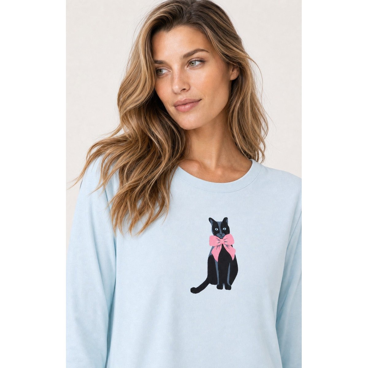 Pyjama en jersey de coton léger imprimé Kitty ivoire, ARTHUR