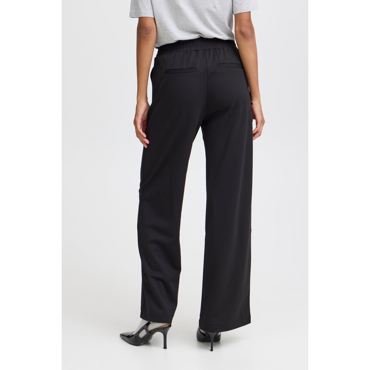 Pantalon coupe droite, jambes larges, taille haute noir, B.YOUNG