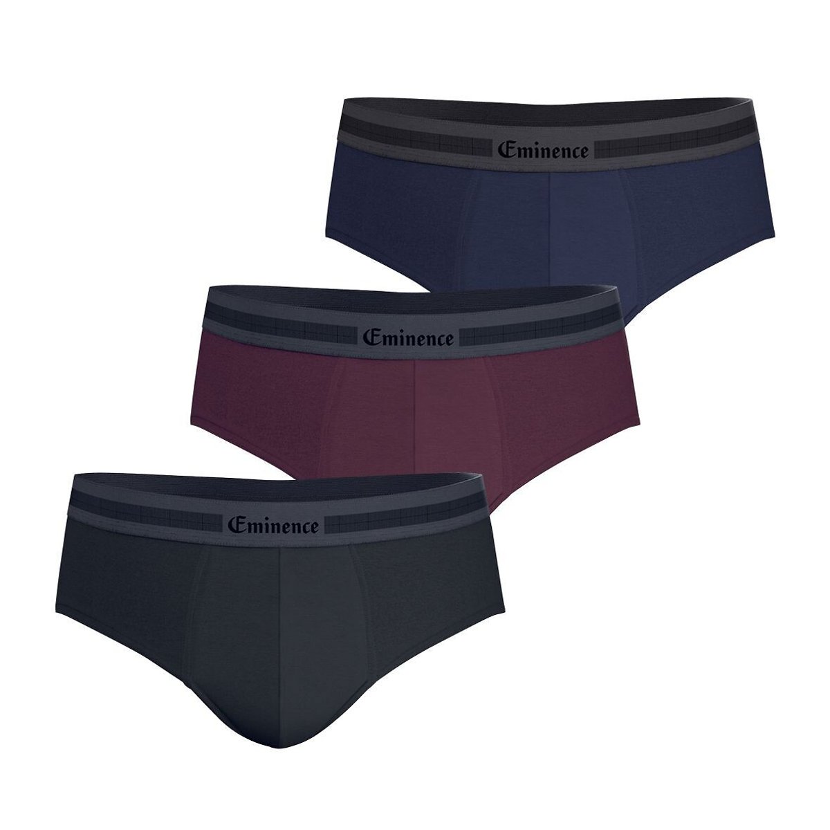Set van 3 herenslips Exception Eminence zwart + bordeaux + blauw, EMINENCE