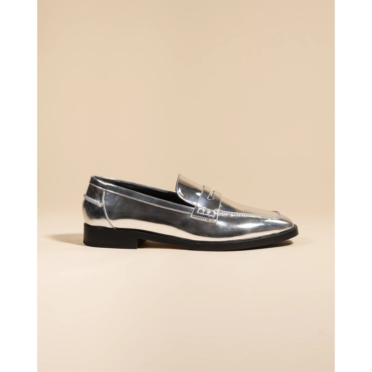 Mocassins en cuir mirroir LUCIANO argenté, MI MAI