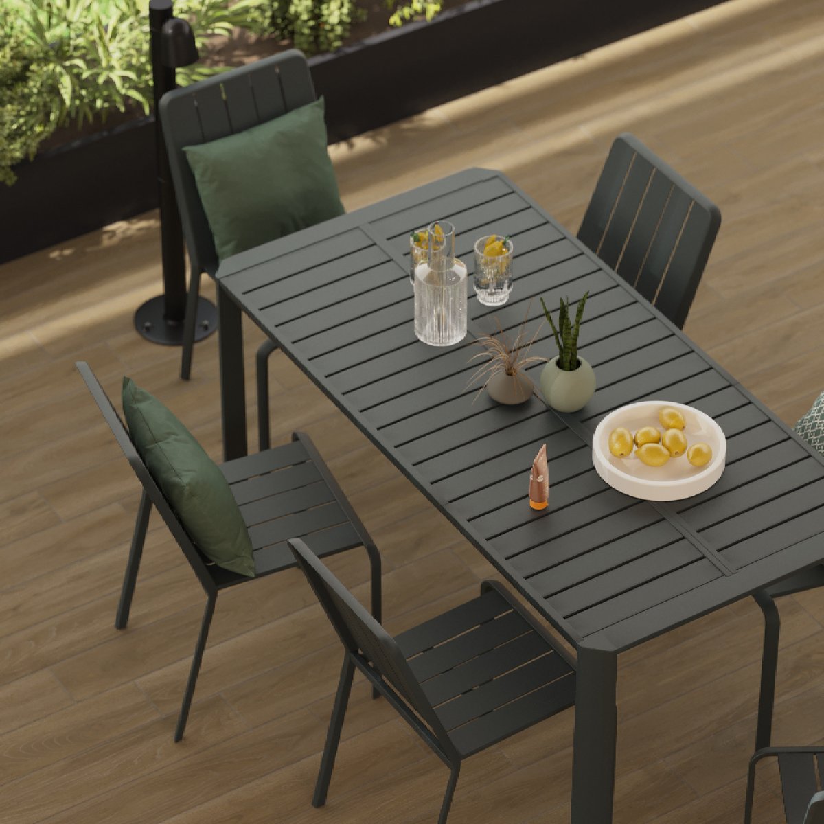 Table de jardin extensible en aluminium, IDAHO gris / argent, NATERIAL