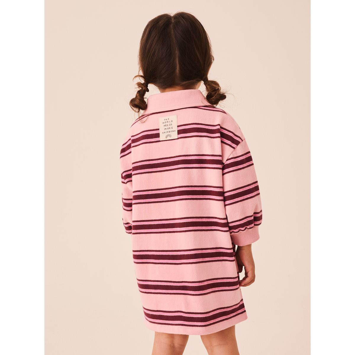 Robe sweat style rugby à manches longues rose à rayures, NEXT