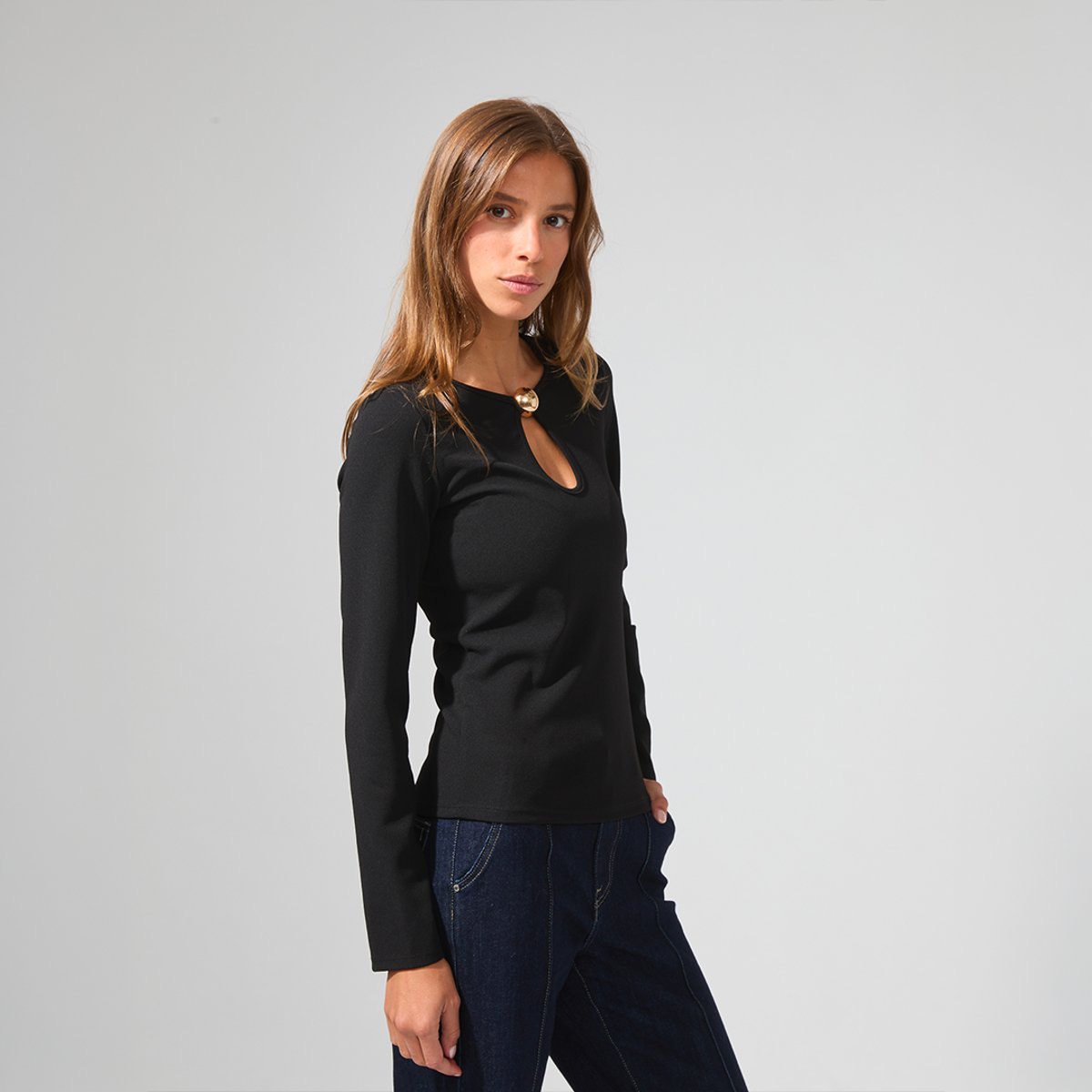 Top ouverture goutte YVES noir, BENOA