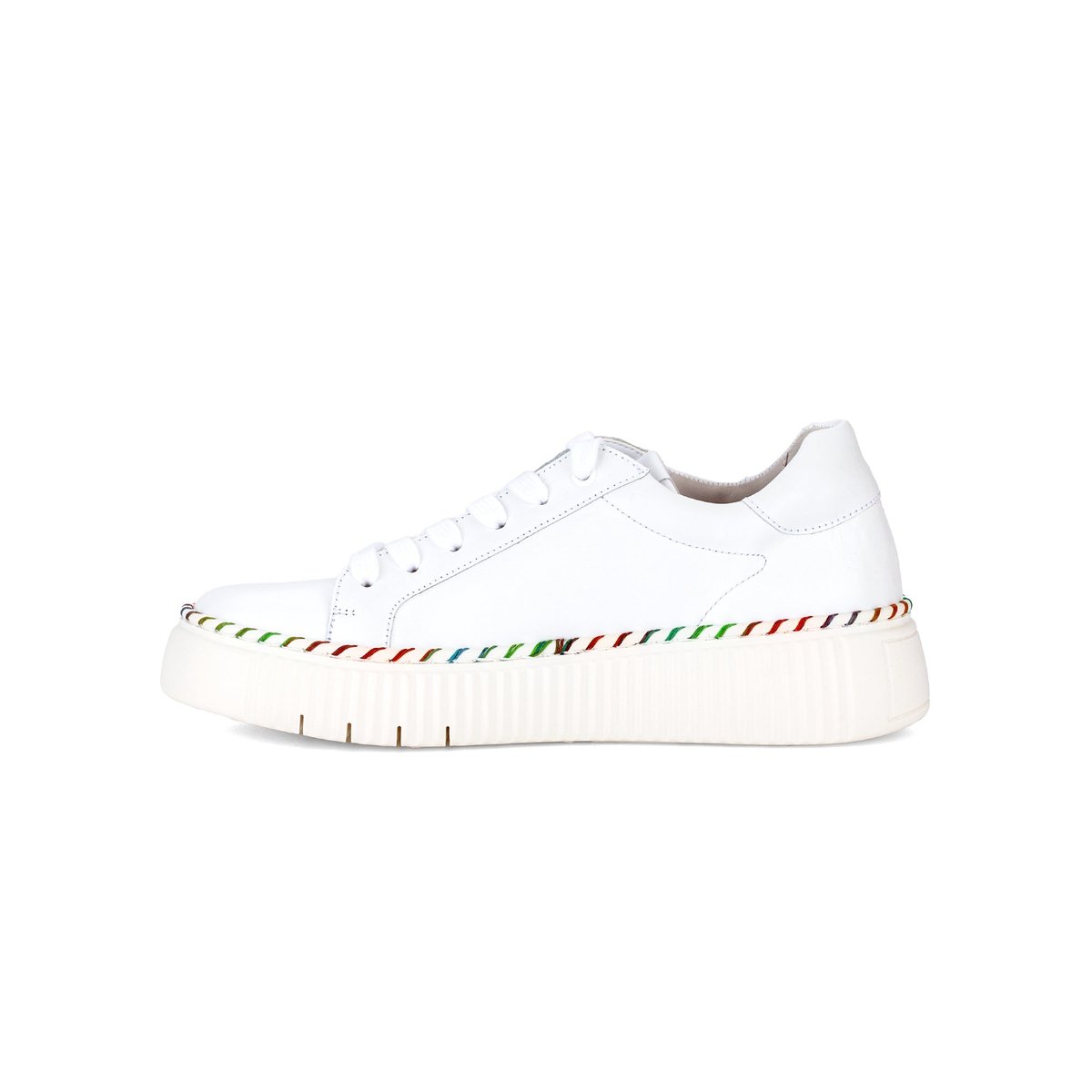 Baskets en cuir lisse à talon compensé blanc, GABOR