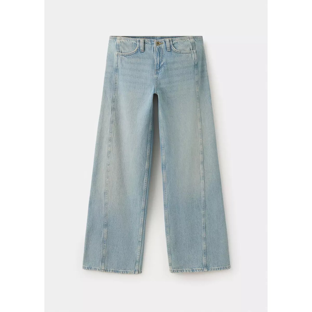 Jean wide leg coutures décoratives bleu clair vintage, MANGO TEEN