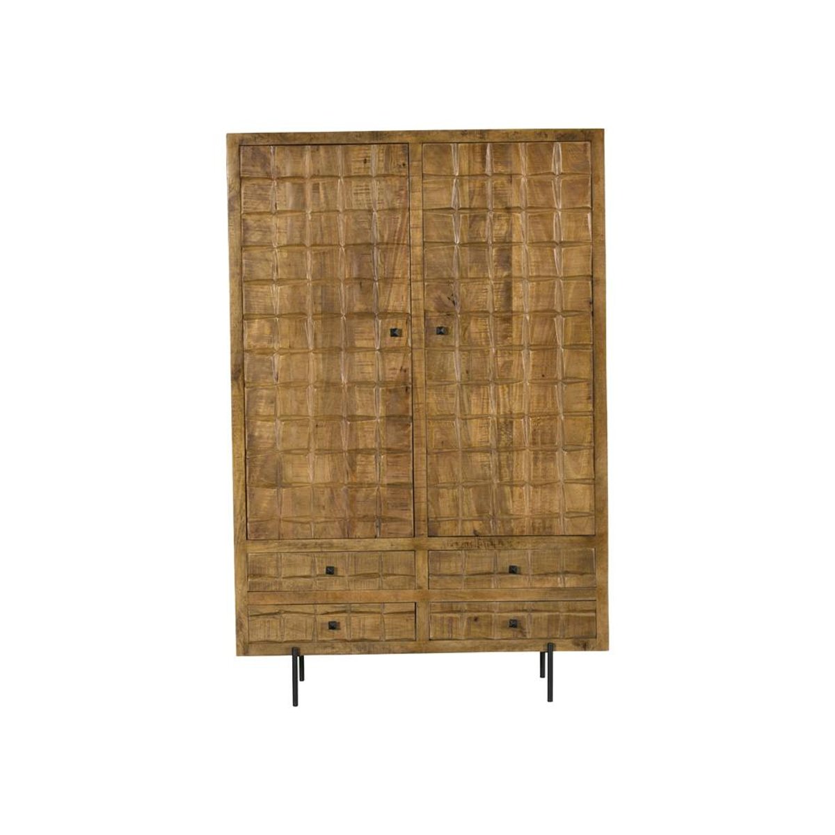 Buffet vaisselier en bois 2 portes décor damier UDA bois naturel, PIER IMPORT