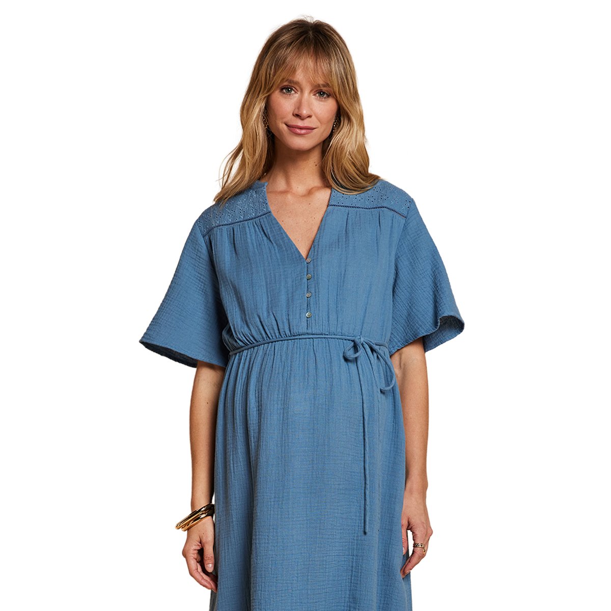 Robe longue grossesse et allaitement bleu jean, ENVIE DE FRAISE