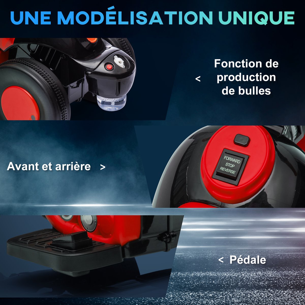 Moto électrique à conducteur assis Plastique rouge, AIYAPLAY
