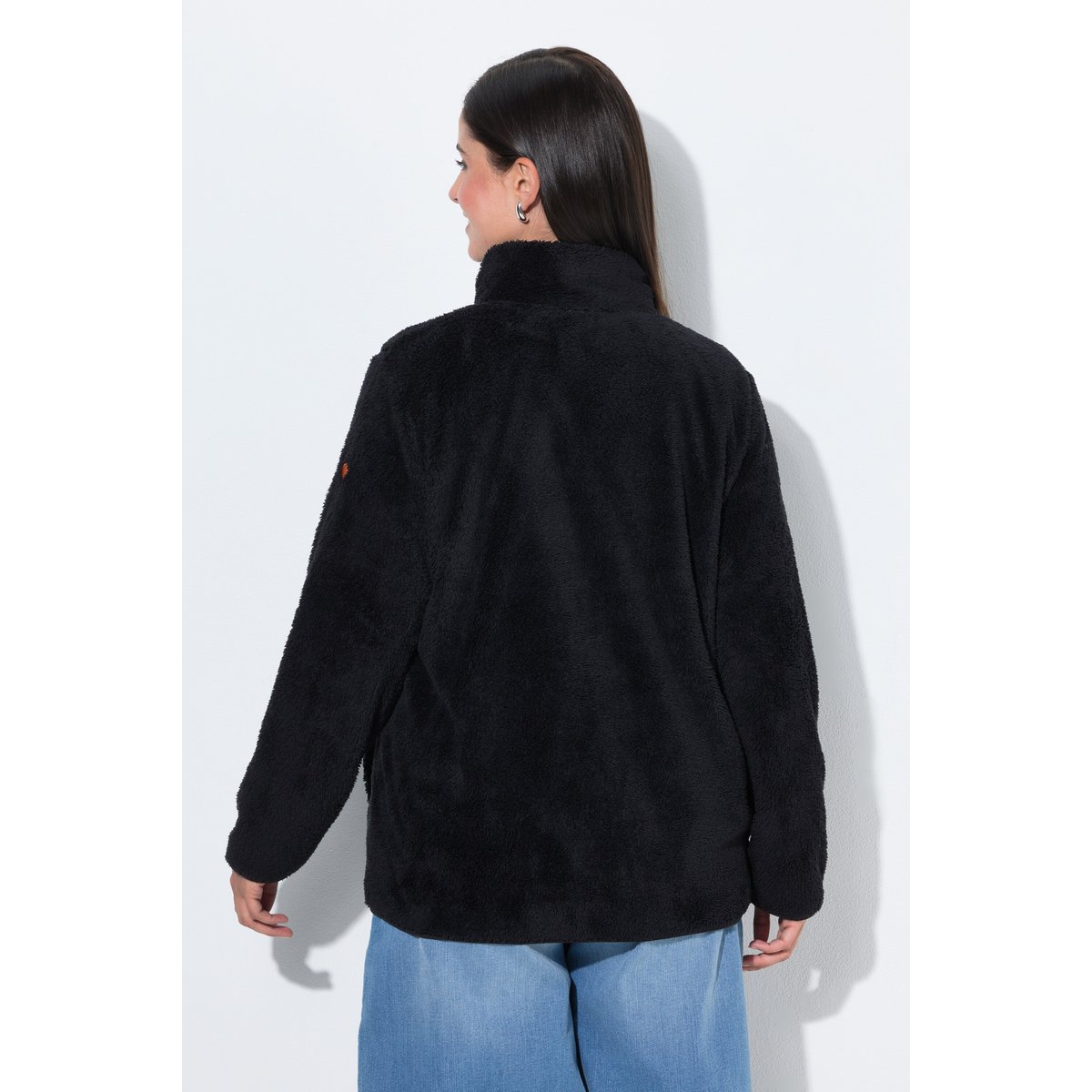 Veste en polaire bouclée, col montant noir, ULLA POPKEN