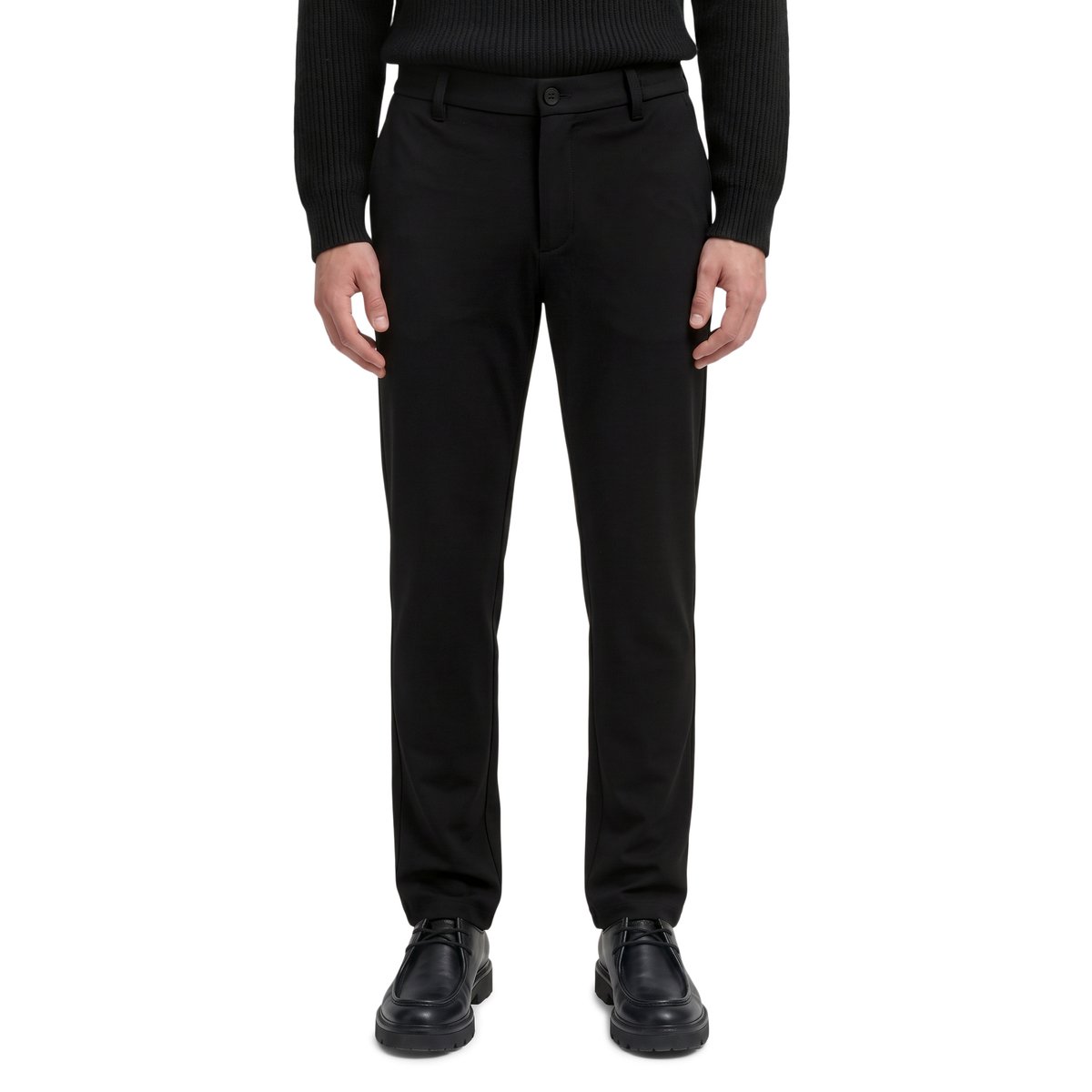 Pantalon modèle Morot Jogger fuselé en jersey interlock doux noir, MARC O'POLO