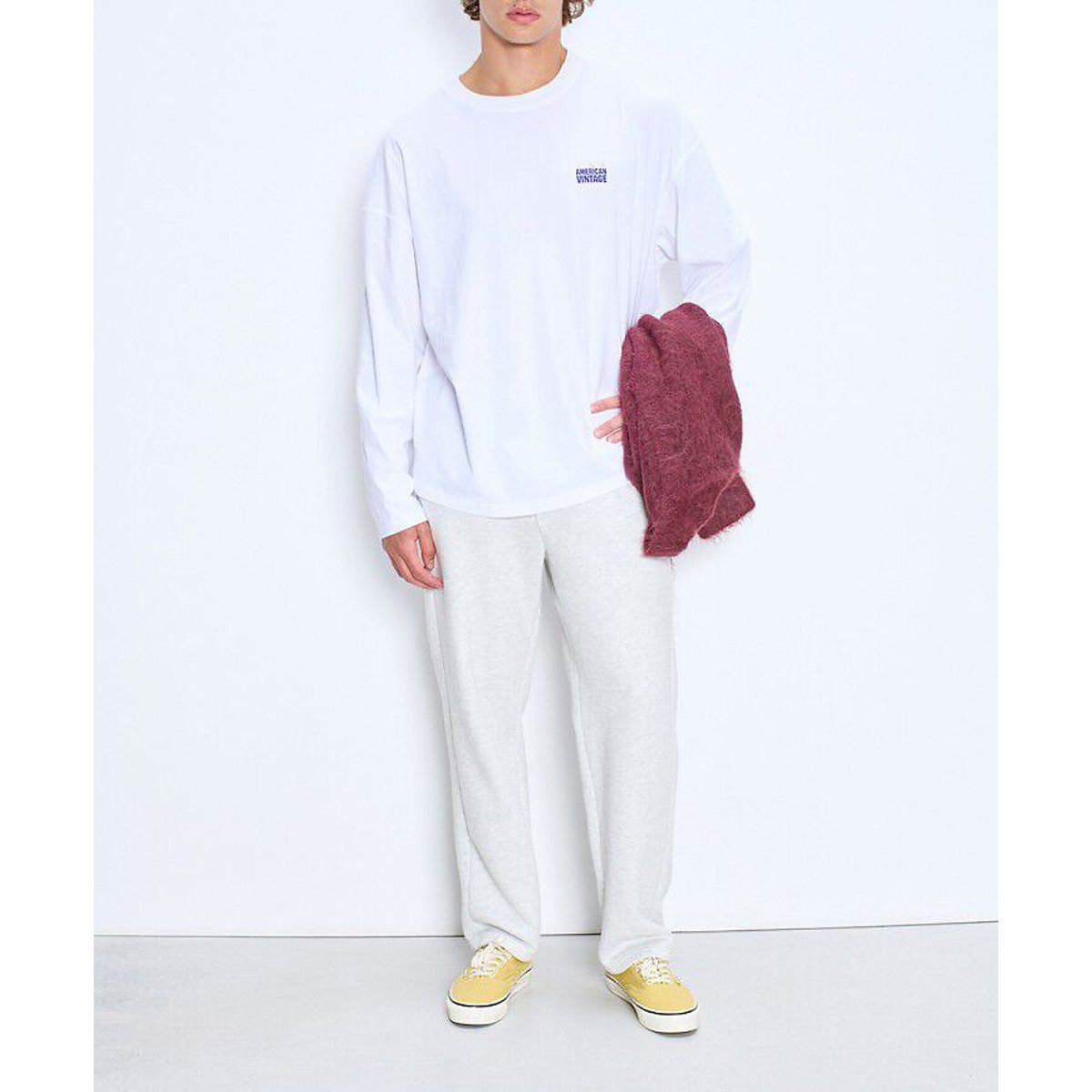 Gixy Loose-Fitting Long Sleeve T-Shirt white, AMERICAN VINTAGE