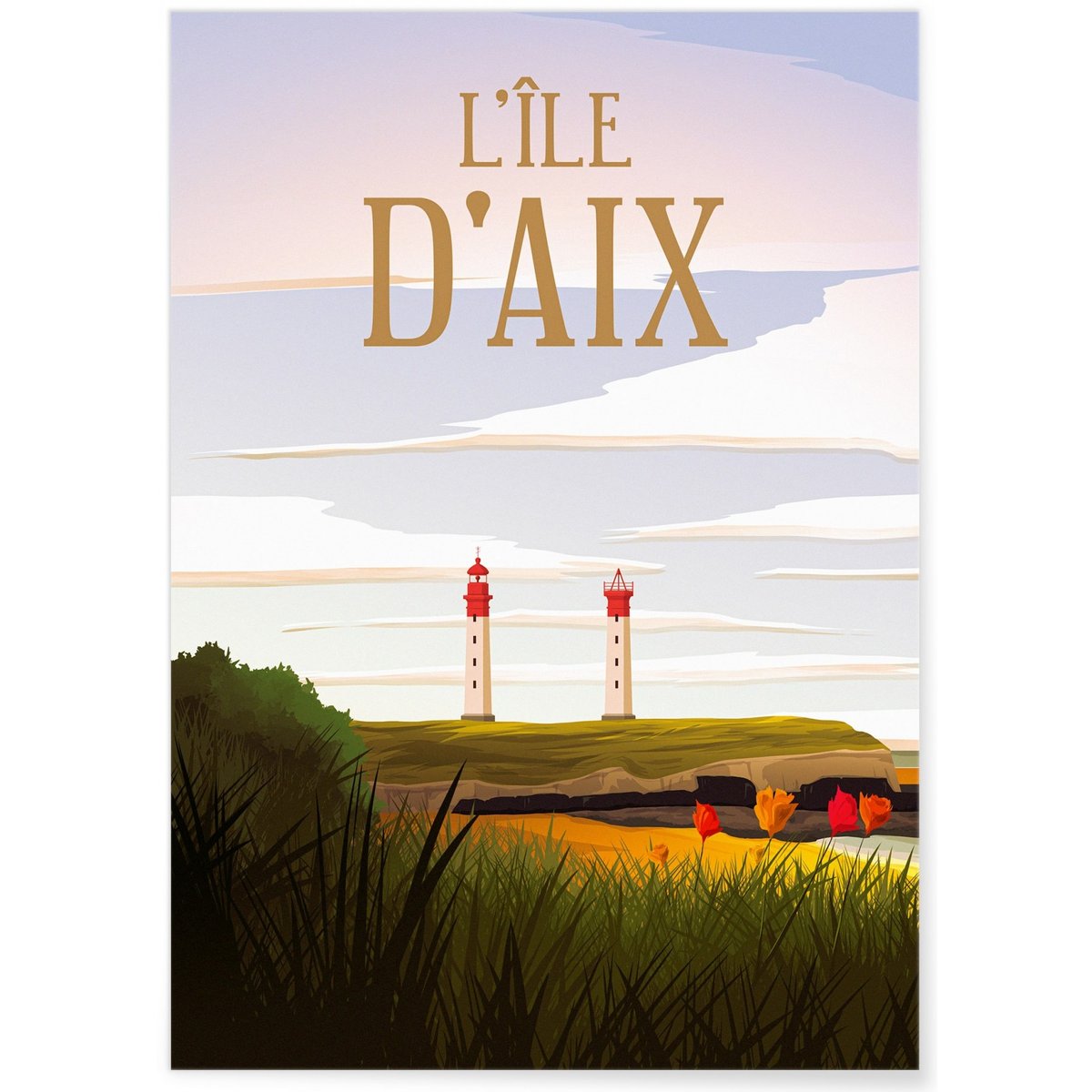 Affiche ville Île d'Aix blanc, L'AFFICHERIE