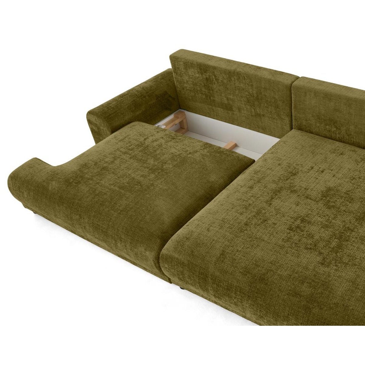 Canapé d'Angle Convertible 4 places - NELLY vert olive, BEST MOBILIER