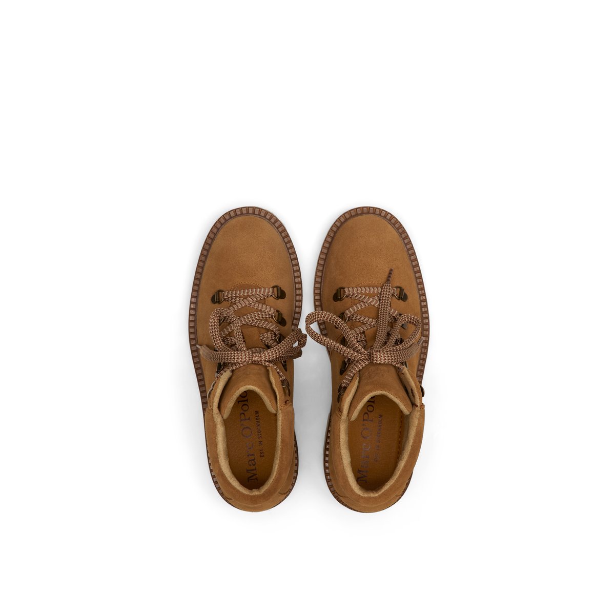 Bottes à lacets, modèle Phia en cuir velours huilé cognac, MARC O'POLO
