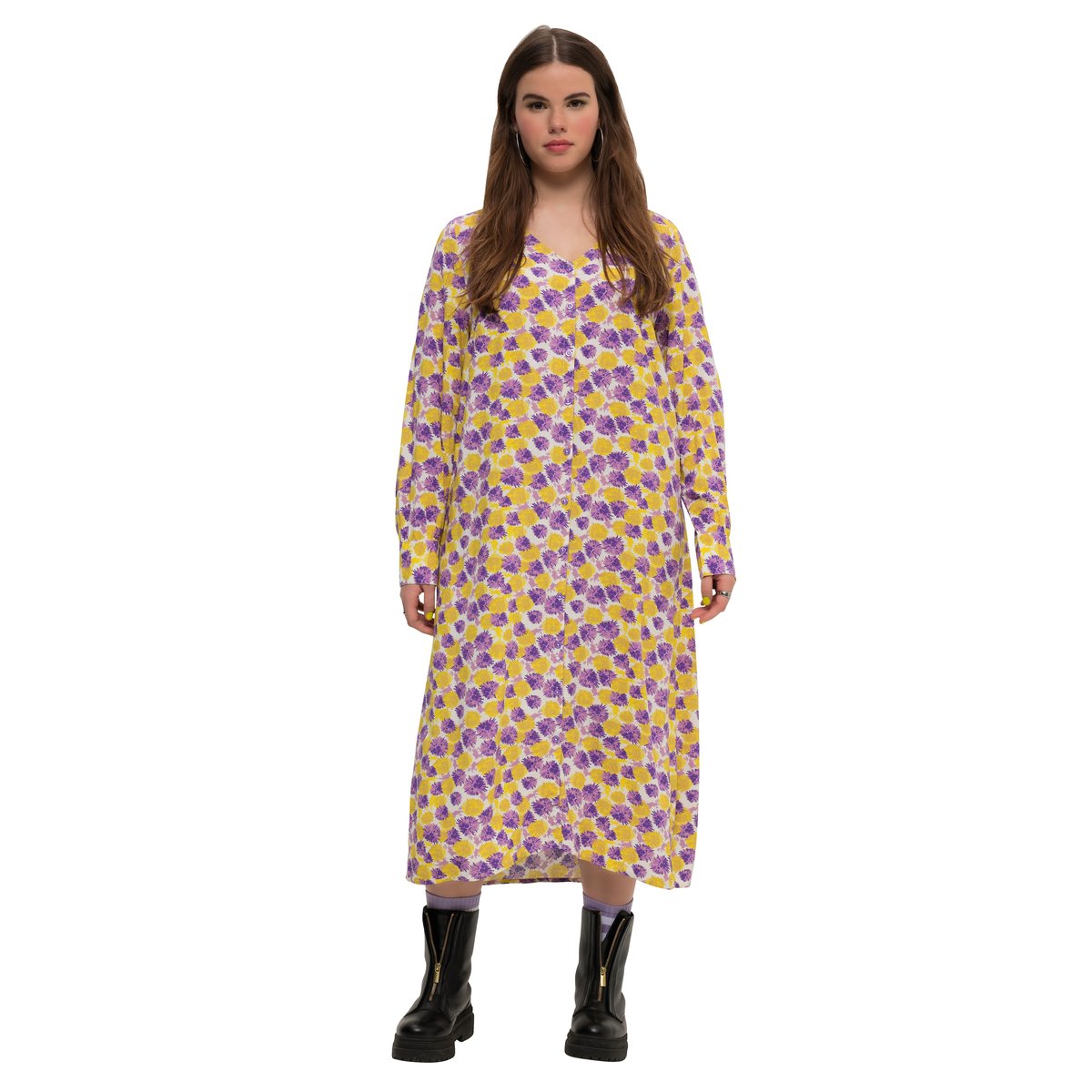Robe maxi trapèze à imprimé intégral. lavande, STUDIO UNTOLD