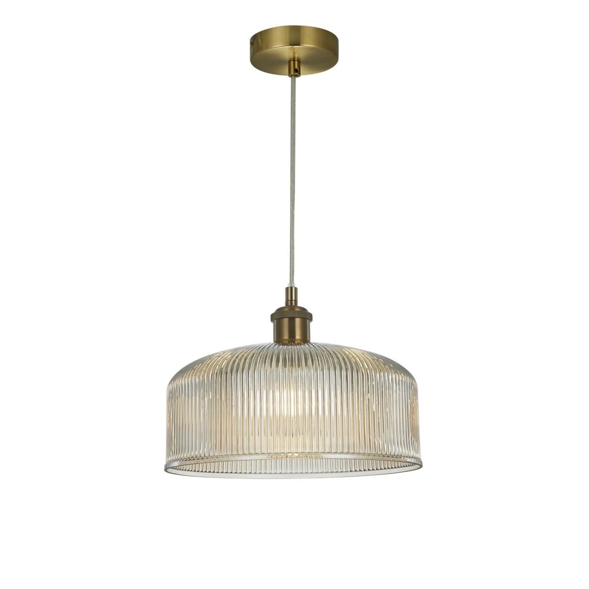 Suspension verre nervuré rétro - AURÉLINE ambré et laiton, KOSILUM
