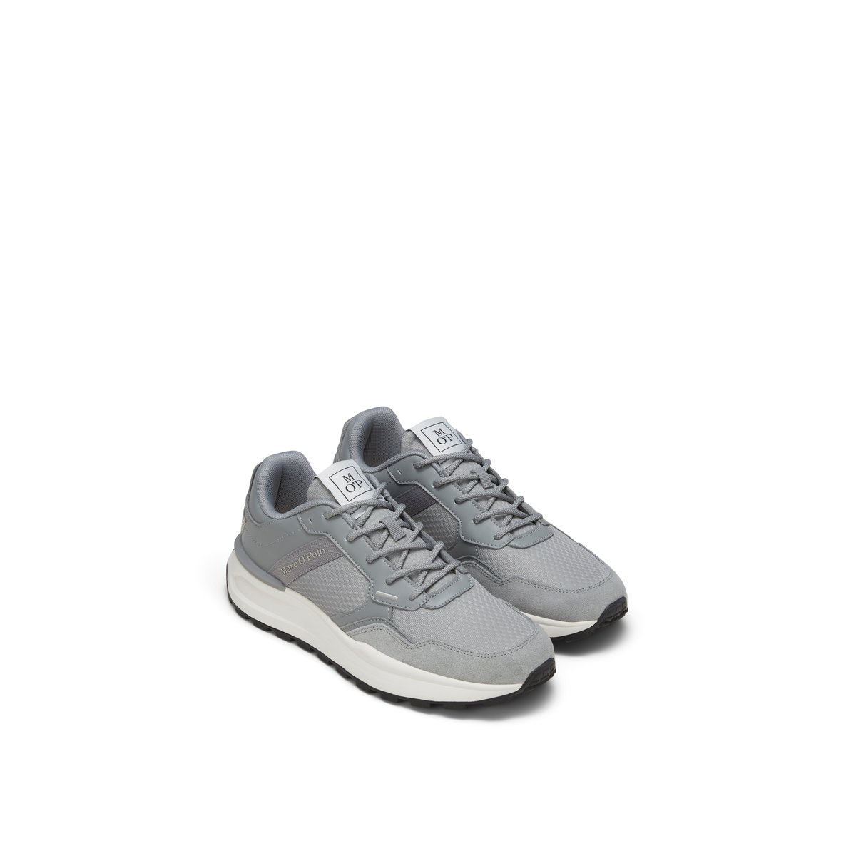 Baskets en cuir de vache et mesh gris, MARC O'POLO
