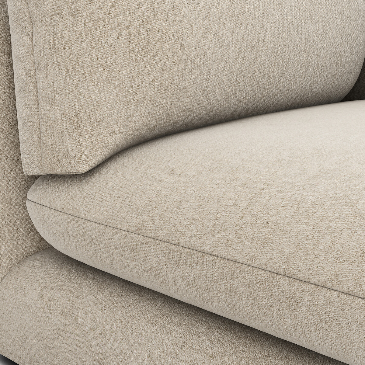 Canapé modulable 3 places avec pouf, en polyester chiné, MALO beige, LA REDOUTE INTERIEURS