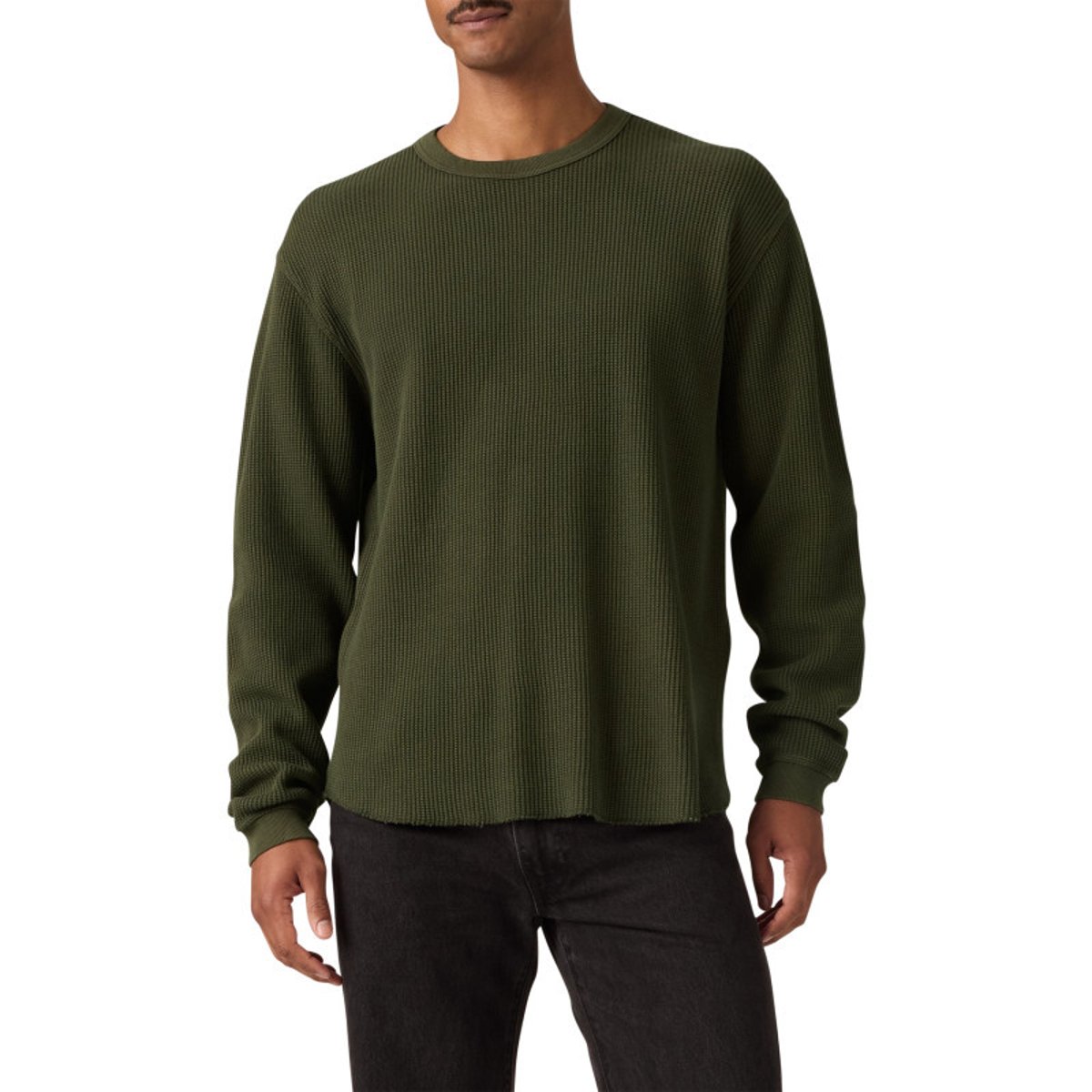 T-shirt en coton kaki à coupe droite pourvu de manches longues vert, LEVI'S