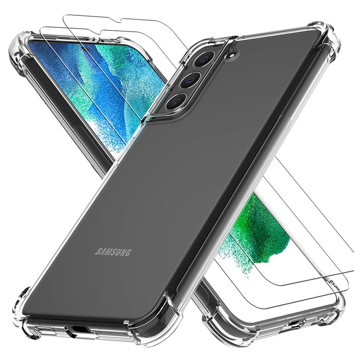 Coque Galaxy S22 5g antichoc + 2 vitres transparent, EVETANE