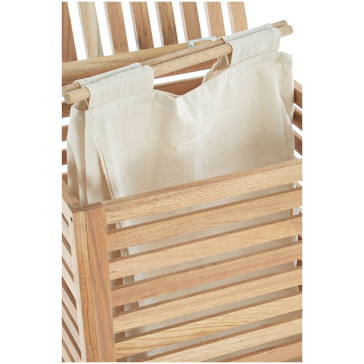 Slatted Laundry Hamper in Walnut Wood brown , SO'HOME