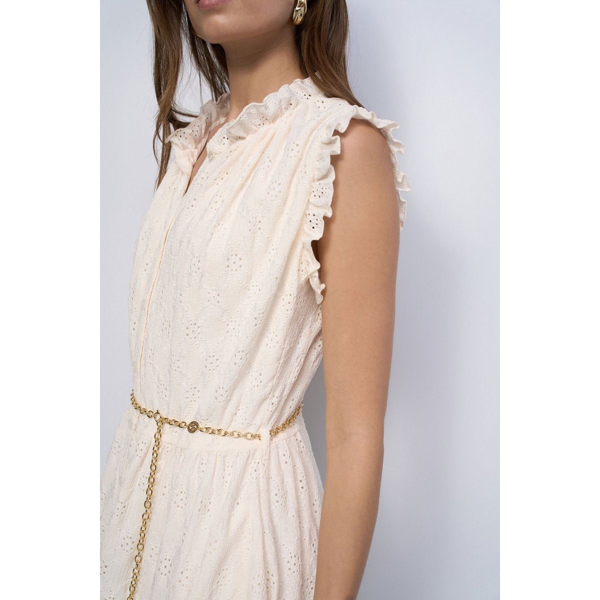 ROBE CHEMISE AVEC BRODERIES beige, SALSA JEANS