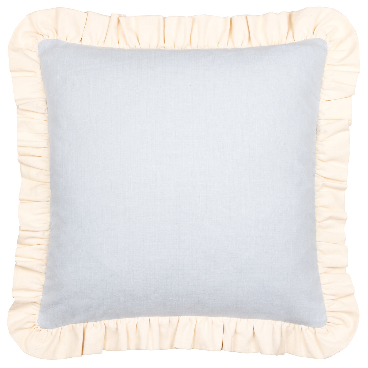 Effie 100% Cotton Ruffle Filled Cushion light blue, WYLDER