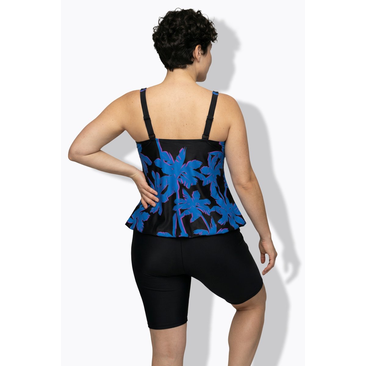 Tankini avec short, motif palmiers noir, ULLA POPKEN