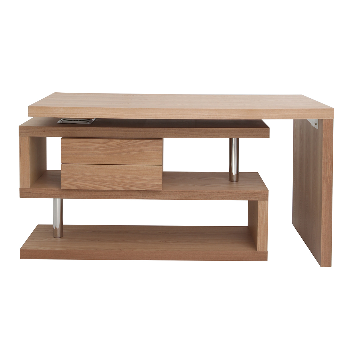 Bureau modulable design avec rangements 2 tiroirs bois clair L140-218 cm MAX marron clair, MILIBOO