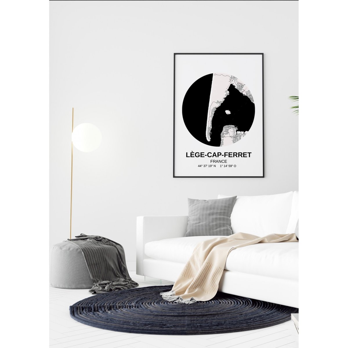 Affiche Carte Lège-Cap-Ferret blanc, L'AFFICHERIE