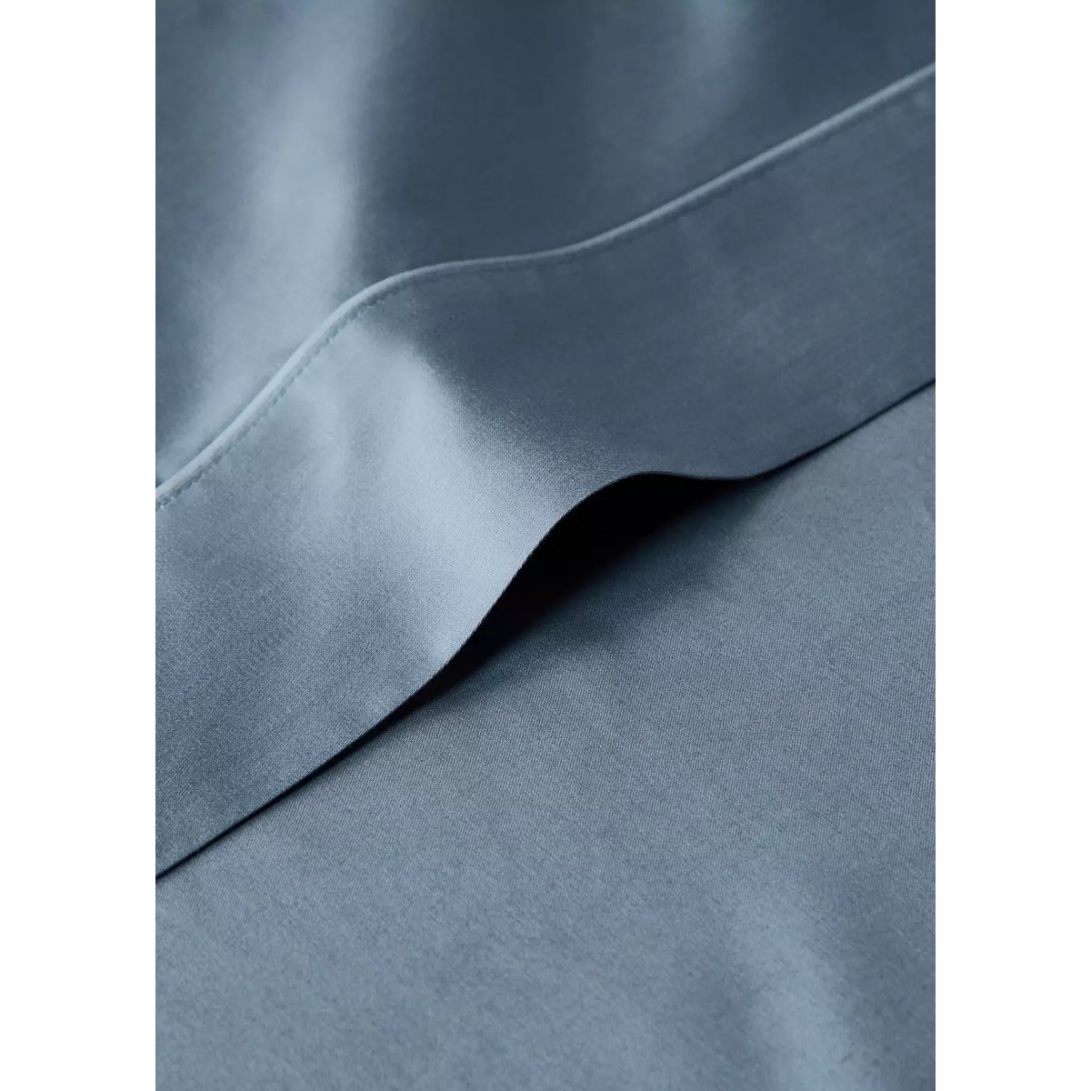 Drap plat coton satin 600 fils lit 90 cm bleu, MANGO HOME