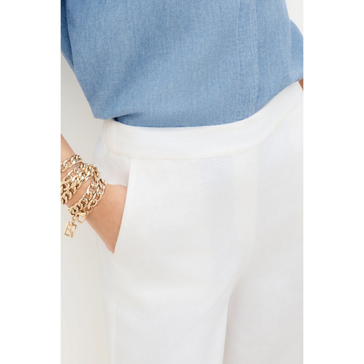 Pantalon large en lin PANDI blanc, CAROLL