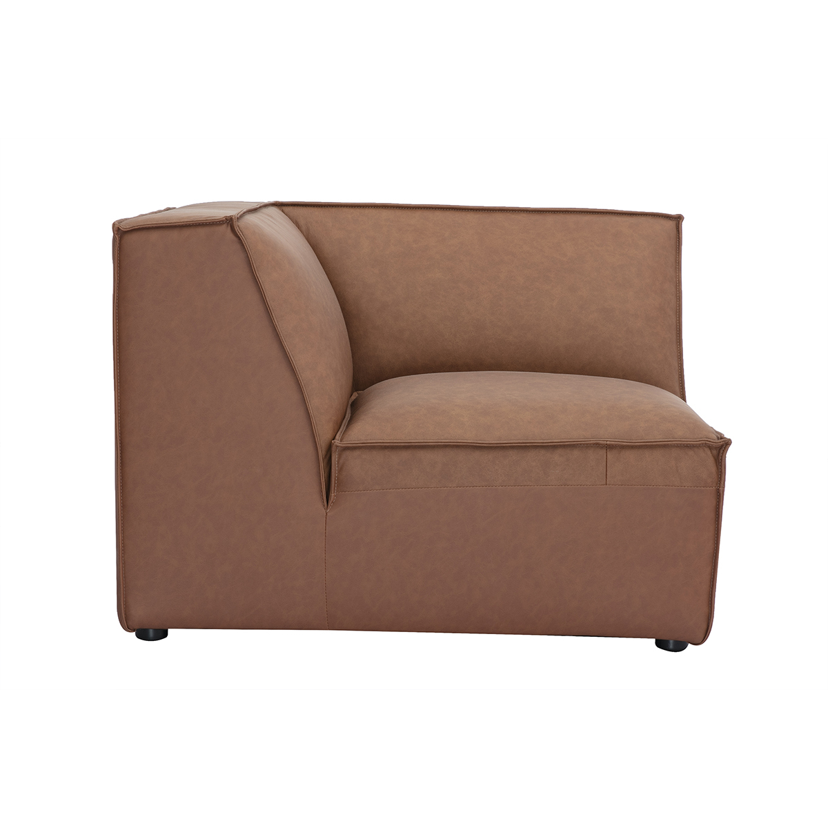 Module d'angle central pour canapé en tissu chenille beige SPLIT marron, MILIBOO