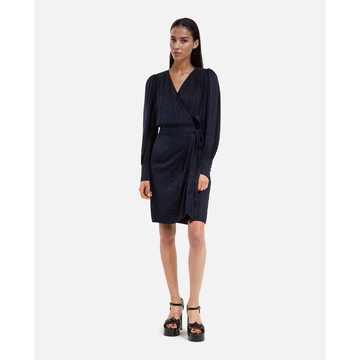 Short Wrap Dress with Long Sleeves navy, THE KOOPLES