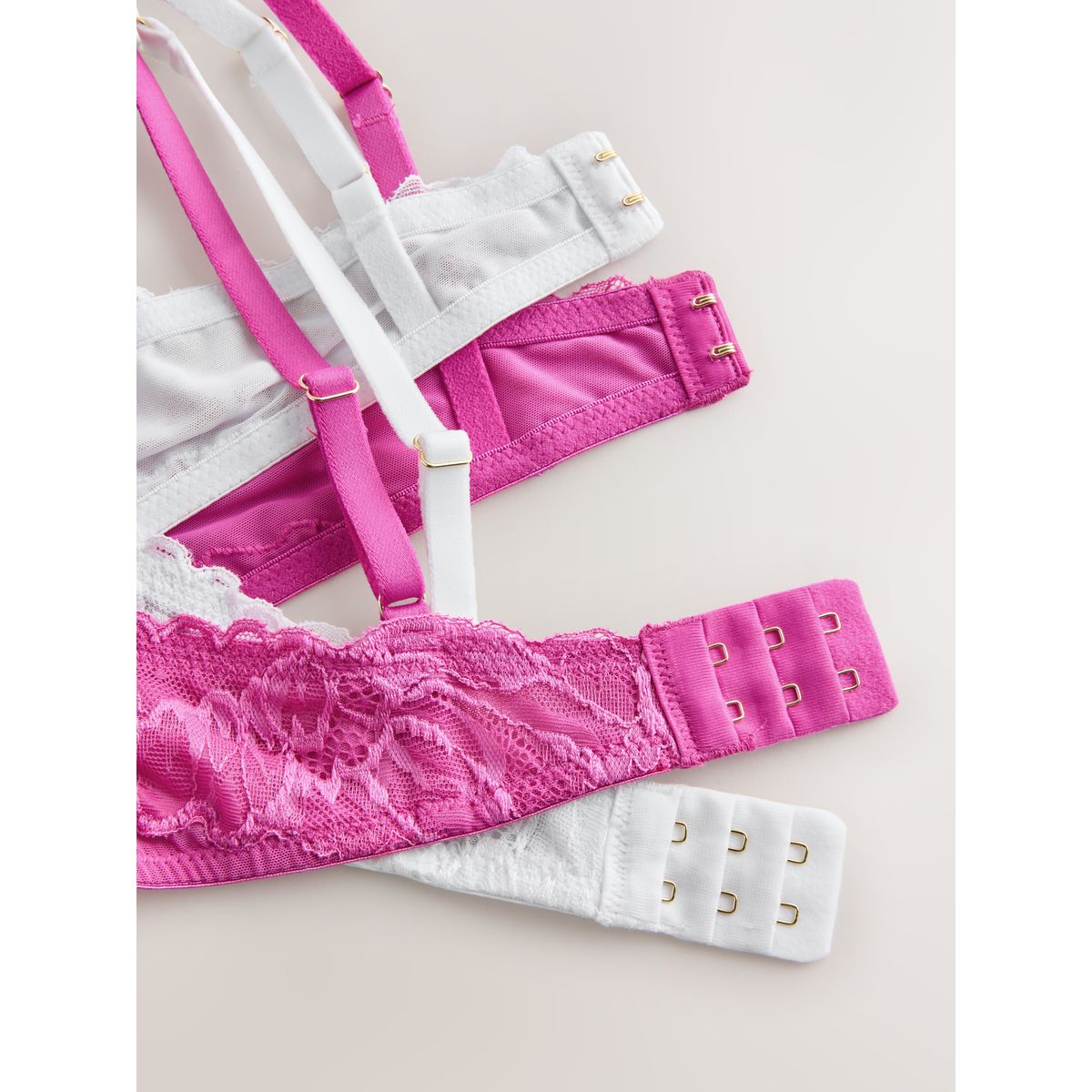 Soutien-gorge balconnet dentelle, lot de 2 rose/blanc, NEXT