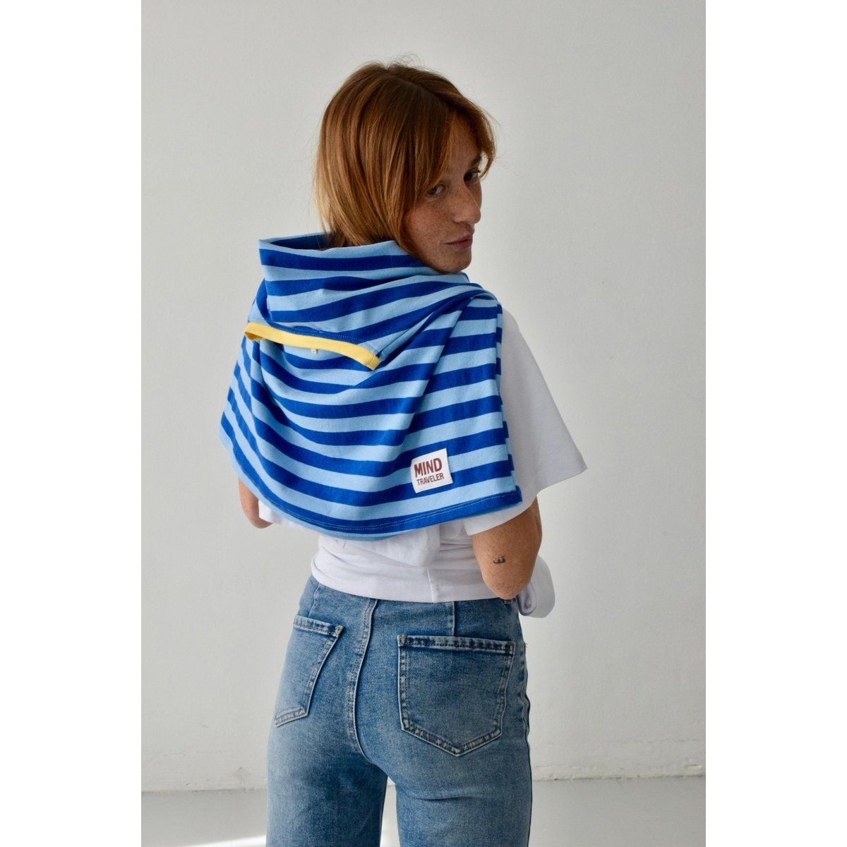 T-shirt rayé manches longues NÚRIA bleu marine / bleu ciel, MINDTRAVELER