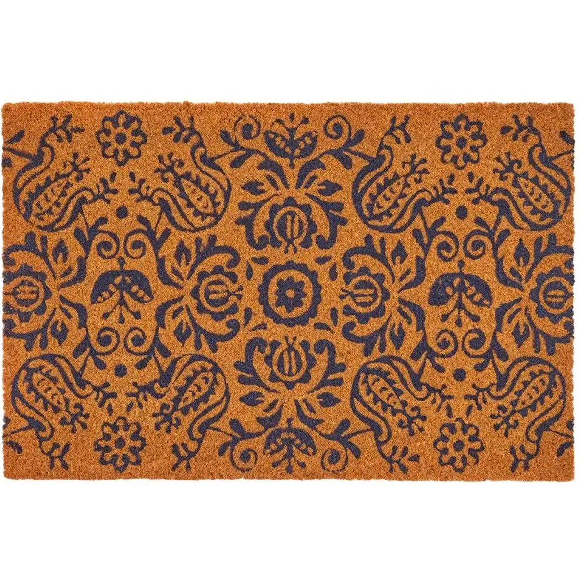 Paillasson coco bleu damask 60x40cm bleu, WADIGA