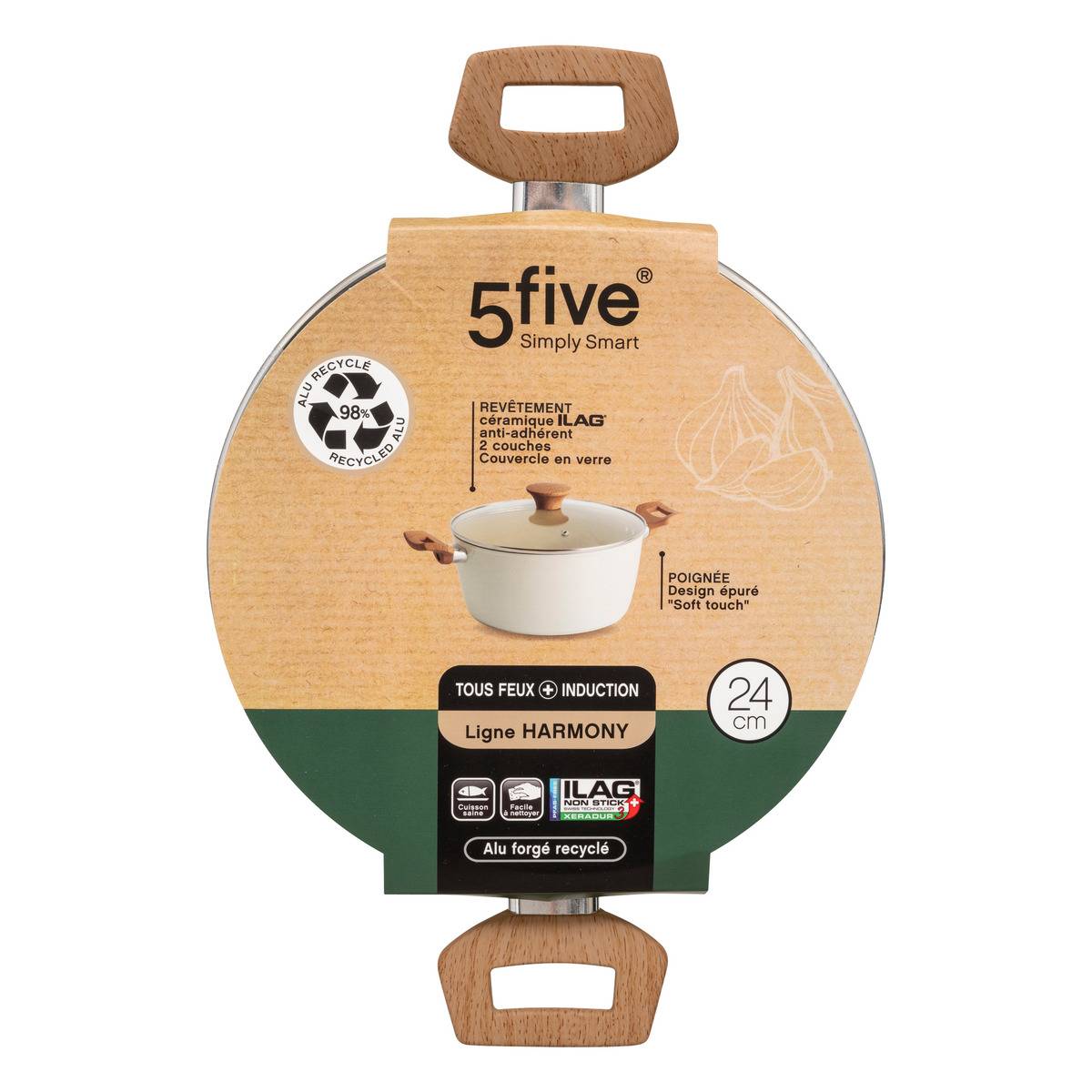 Faitout 24cm en aluminium forgé HARMONY beige, 5FIVE SIMPLY SMART